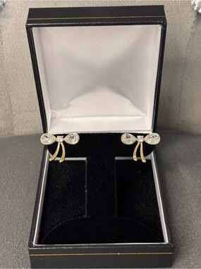 Elegant Xuping Gold-Plated Bow Stud Earrings with Clear Stones For Women